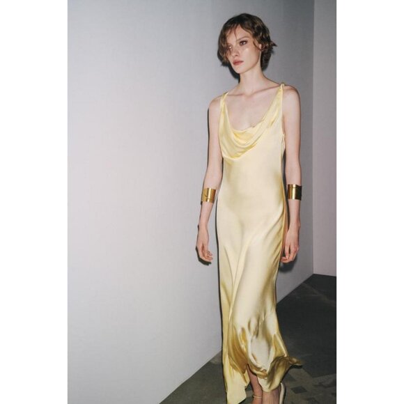 ZARA ZW COLLECTION SATIN LONG DRESS - Picture 1 of 10